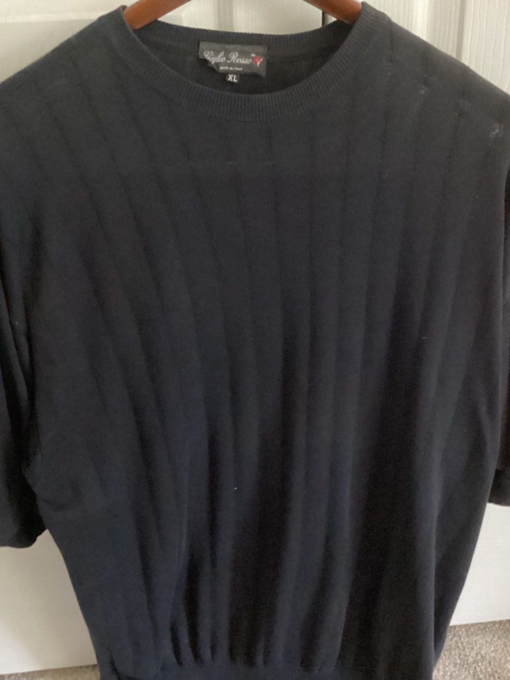 Men’s Black Sweater by Giglio Rosso Made in Italy Short Sleeve Size XL